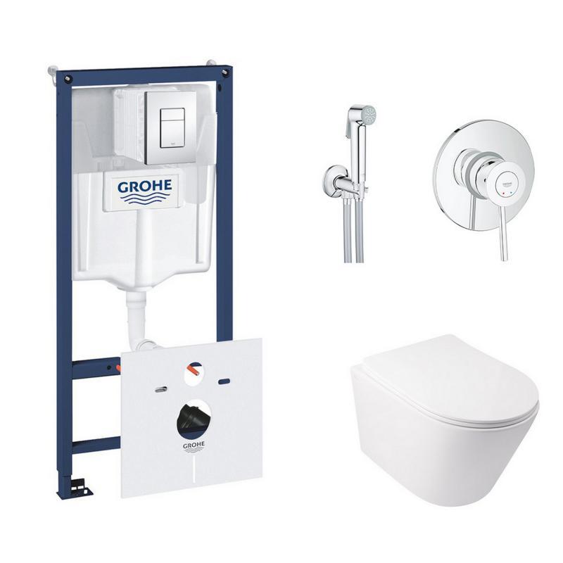 Комплект інсталяція Grohe Rapid SL 38827000 + унітаз із сидінням Qtap Swan QT16335178W + набір для, фото 1