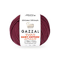 Gazzal BABY COTTON XL (Газзал Бейби Коттон ХL) № 3442 вишневый (Пряжа с хлопком, нитки для вязания)