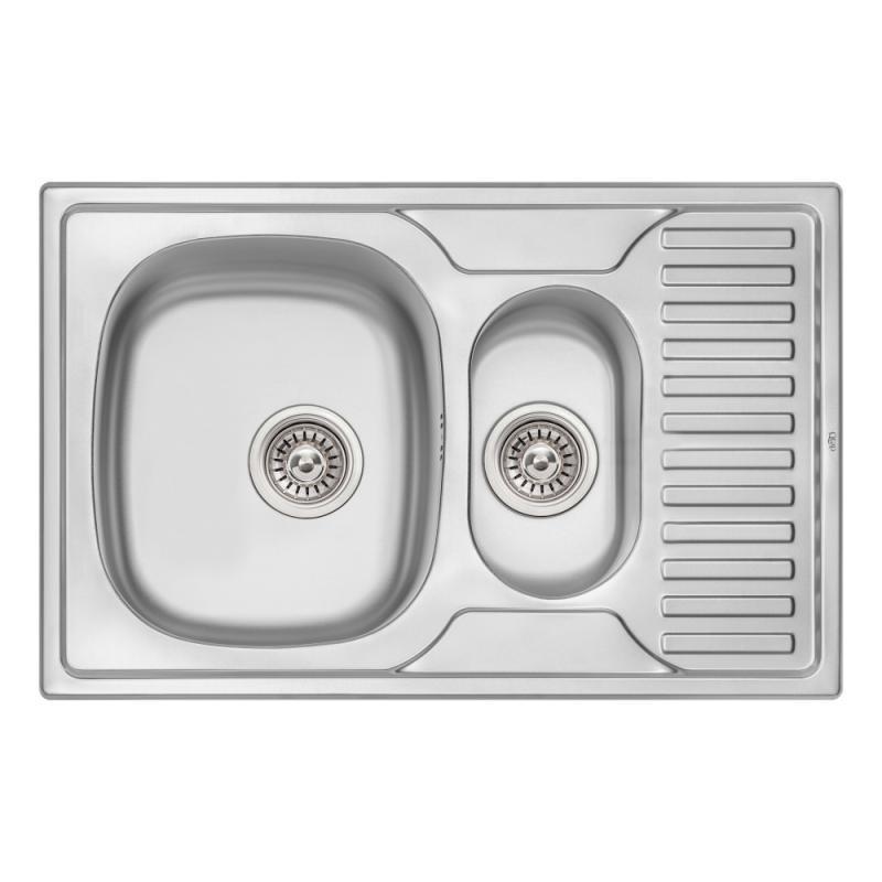 Кухонна мийка з додатковою чашею Qtap 7850-B 0,8 мм Micro Decor (QT7850BMICDEC08), фото 1