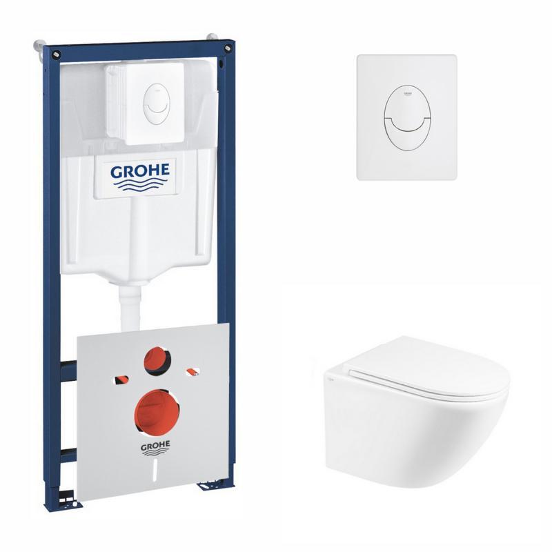 Набір інсталяція 4 в 1 Grohe Rapid SL 38722001 + унітаз із сидінням Qtap Robin QT1333046ENRW, фото 1