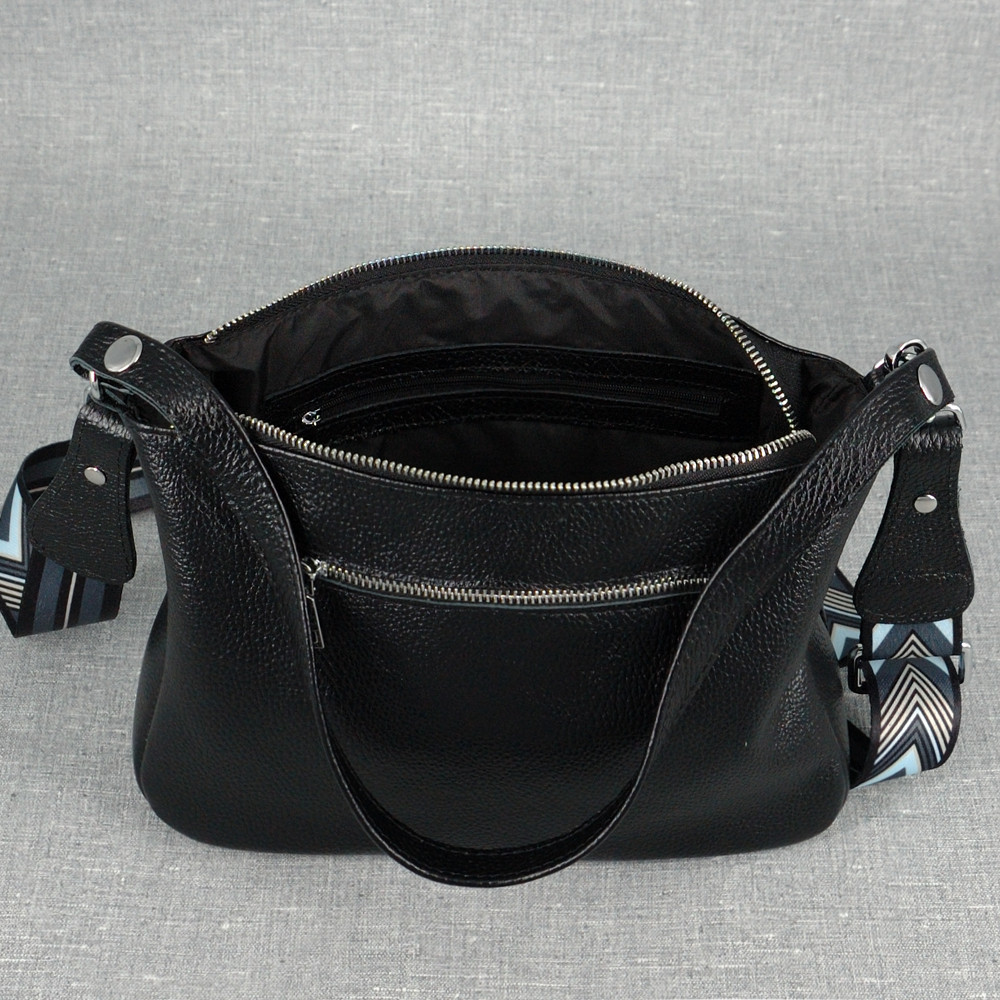 Женская кожаная сумочка кроссбоди 59 черная - фото 9 - id-p1557869654