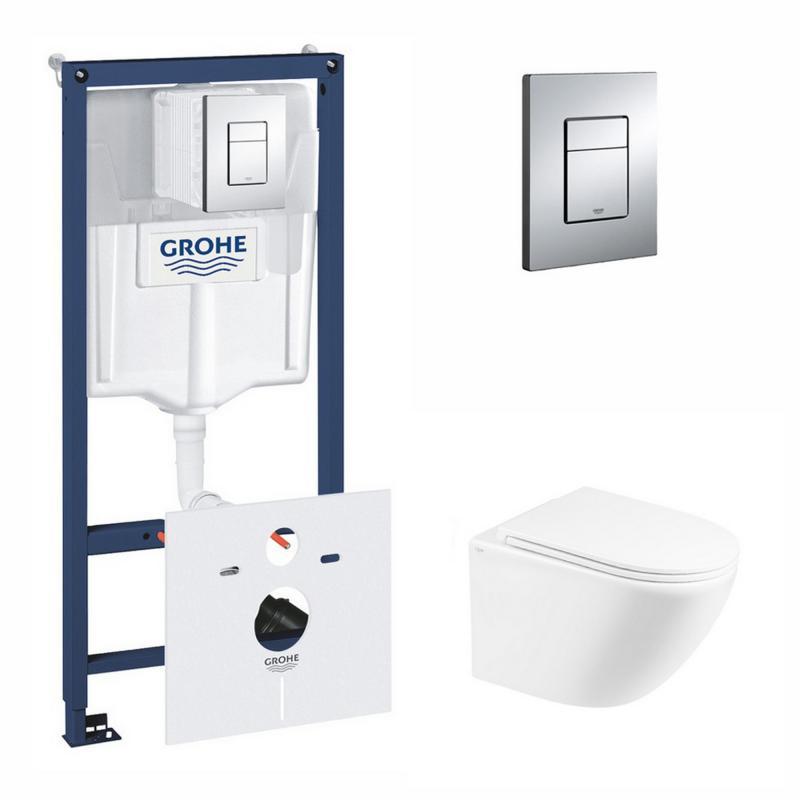 Набір інсталяція 5 в 1 Grohe Rapid SL 38827000 + унітаз із сидінням Qtap Robin QT1333046ENRW, фото 1