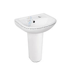 Раковина підлогова з п'єдесталом дитяча Qtap Baby 375x305x520 White з малюнком, з донним клапаном