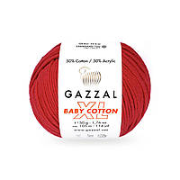 Gazzal BABY COTTON XL (Газзал Бейби Коттон ХL) № 3443 красный (Пряжа с хлопком, нитки для вязания)