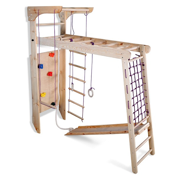 Спортивний комплекс для дітей Трансформер 2 натуральне дерево Сосна, висота 220 см (ТМ SportBaby)