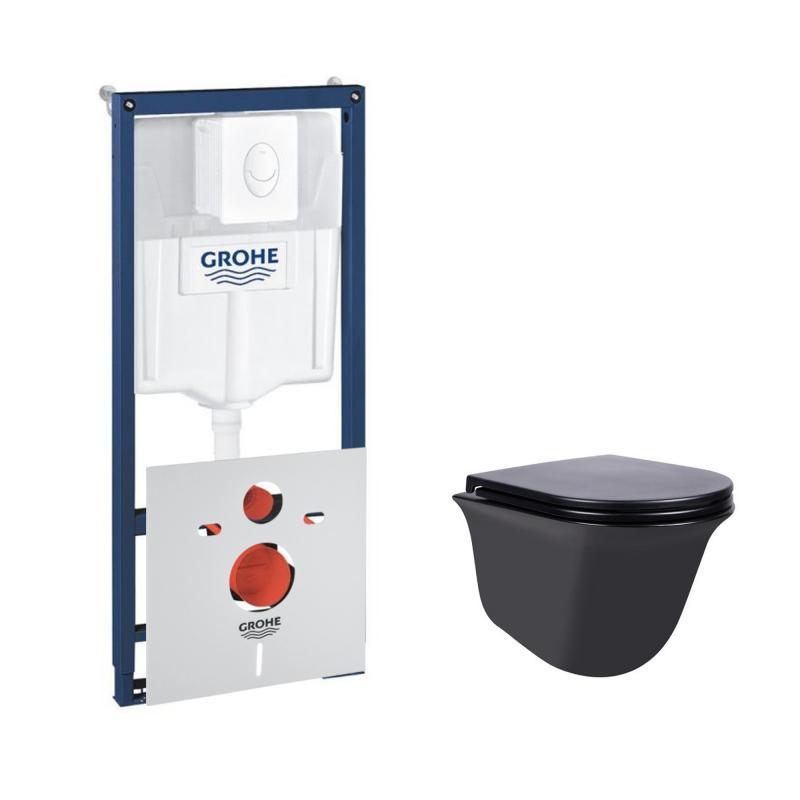 Набір інсталяція 4 в 1 Grohe Rapid SL 38722001 + унітаз із сидінням Qtap Virgo QT1833051ERMB, фото 1