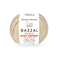 Gazzal BABY COTTON XL (Газзал Бейби Коттон ХL) № 3445 светлый беж (Пряжа с хлопком, нитки для вязания)