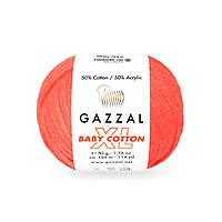 Gazzal BABY COTTON XL (Газзал Бейби Коттон ХL) № 3459 ярко-оранжевый (Пряжа с хлопком, нитки для вязания)