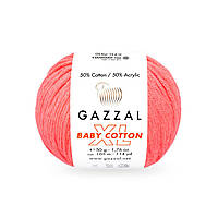Gazzal BABY COTTON XL (Газзал Бейби Коттон ХL) № 3460 коралловый неон (Пряжа с хлопком, нитки для вязания)