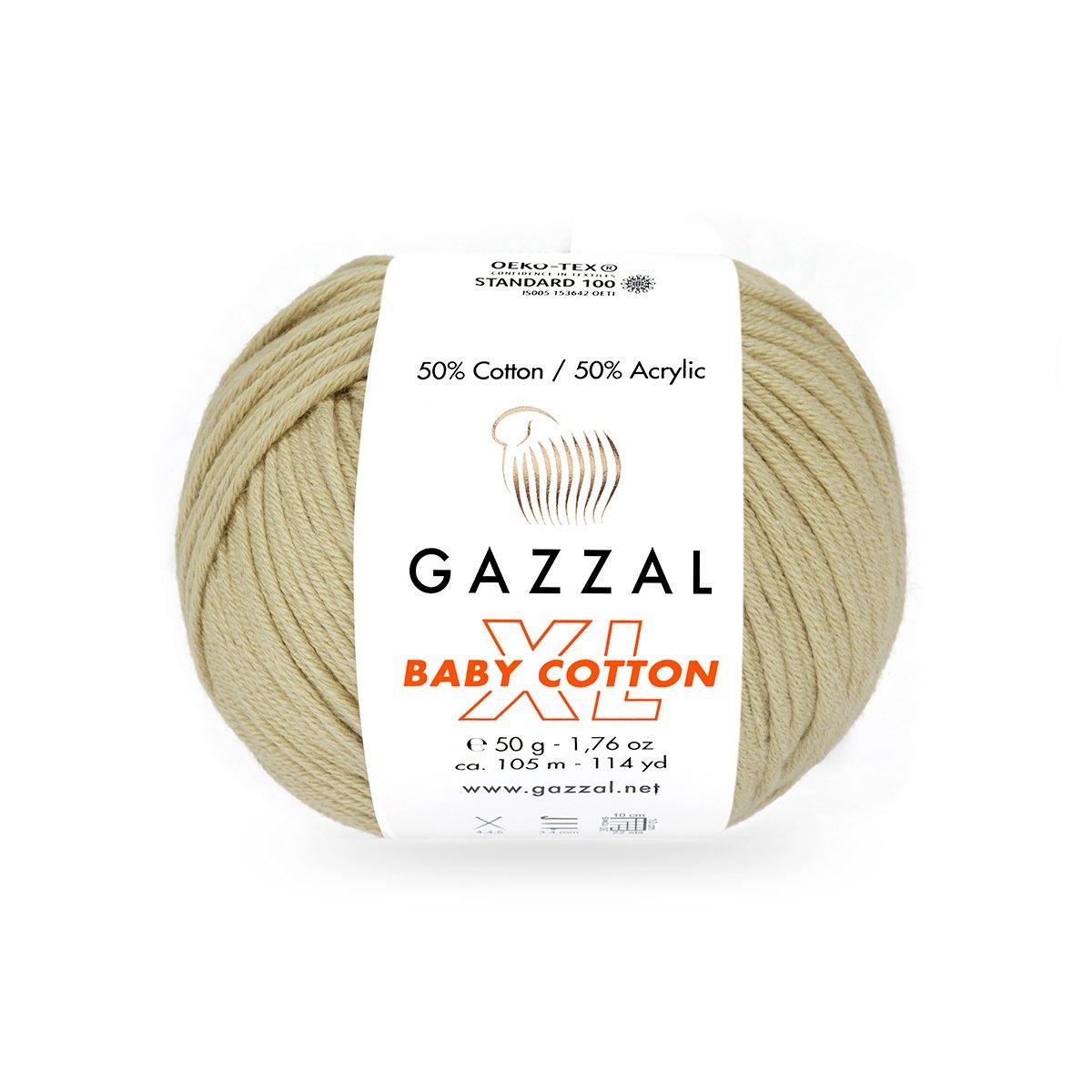 Gazzal BABY COTTON XL (Газзал Бейбi Котон ХL) № 3464 лляний (Пряжа з бавовною, нитки для в'язання), фото 1