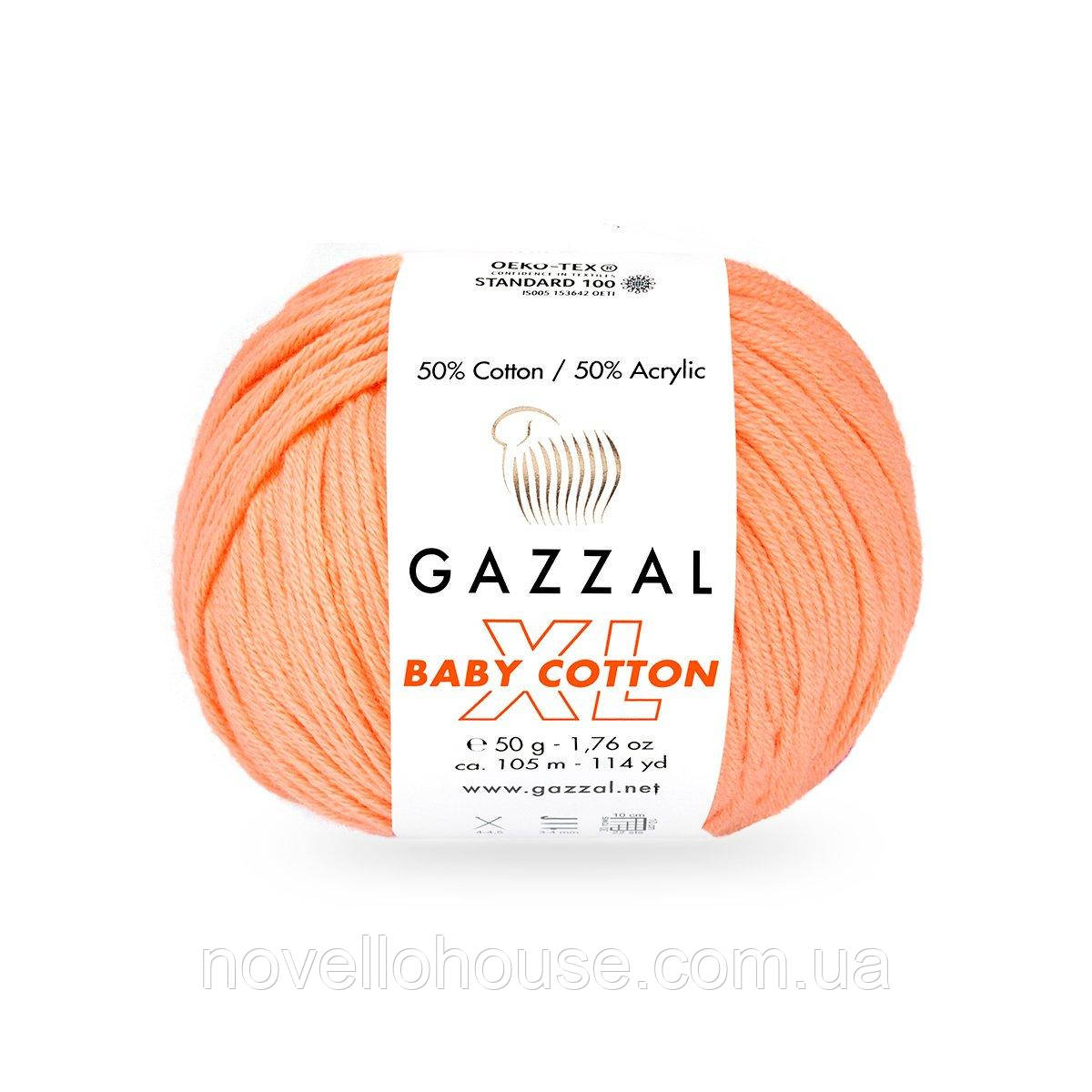 Gazzal BABY COTTON XL (Газзал Бейбi Котон ХL) № 3465 поморанчевий (Пряжа з бавовною, нитки для в'язання)