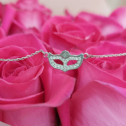 Карнавальна маска кольє, маска з камінням, Кольє, кулон, фото 3