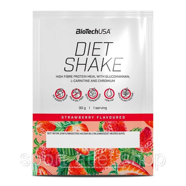 Замінник харчування BioTech Diet Shake, 30 грам Полуниця