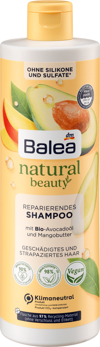 Шампунь Balea Natural Beauty mit Bio-Avocadoöl und Mangobutter, 400 мл