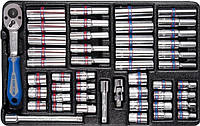 Набор торцевых головок 1/4" 48ед метрич/дюймов, длин/короткие в ложементе KING TONY 9-2548CR