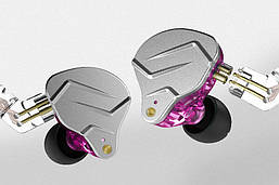 Навушники дротові KZ ZSN PRO без мікрофону дводрайверні гібридні Original Фіолетовий
