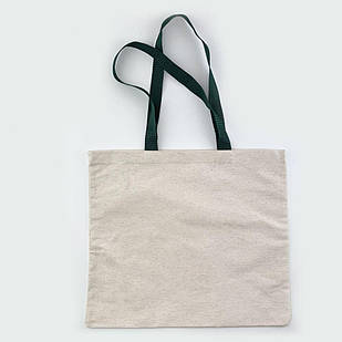 Еко-сумка для сублімації з темно-зеленими ручками