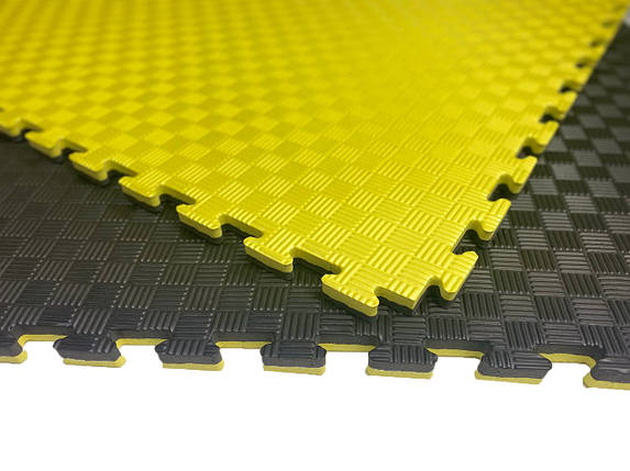 Покриття для дитячої кімнати 1000х1000х20мм мат татамі ластівчин хвіст EVA жовто-чорний, фото 2