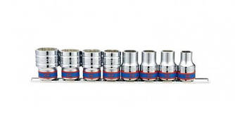 Набір головок 1/2" 8 од. 12-ти гранні, (10-19mm) на планці KING TONY 4010MR01