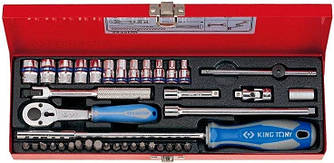 Набір головок 1/4" 40 од. 6-гранні, (4-13mm) KING TONY 2540MR