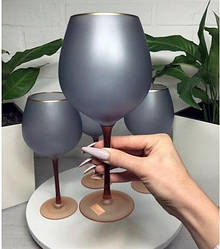 Великий келих для вина "Леді Грей" сірий матовий 625мл