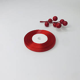 Стрічка атласна, 0,6 см, червона, 23 м - рулон