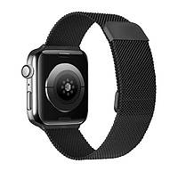 Браслет / Ремешок для Apple Watch 38, 40, 41, 42, 44, 45 мм миланская петля. ЧЕРНЫЙ. Ремешок для эпл вотч.