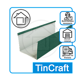 Жолоб для системи водовідведення прямокутний пофарбований МАТ колір зелений — розмір 100 х 100 — S-0,45