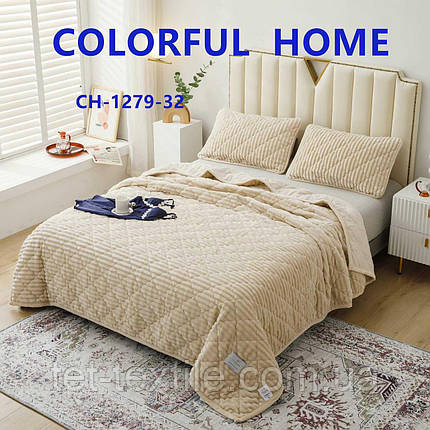 Покривало Colorful Home Шарпе Смуга з візерунком 210х230 см. Бежевий, фото 1