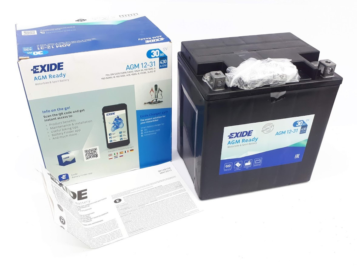 Акумулятор залитий і заряджений AGM 30Ah 430A EXIDE SLA12-31 AGM12-31