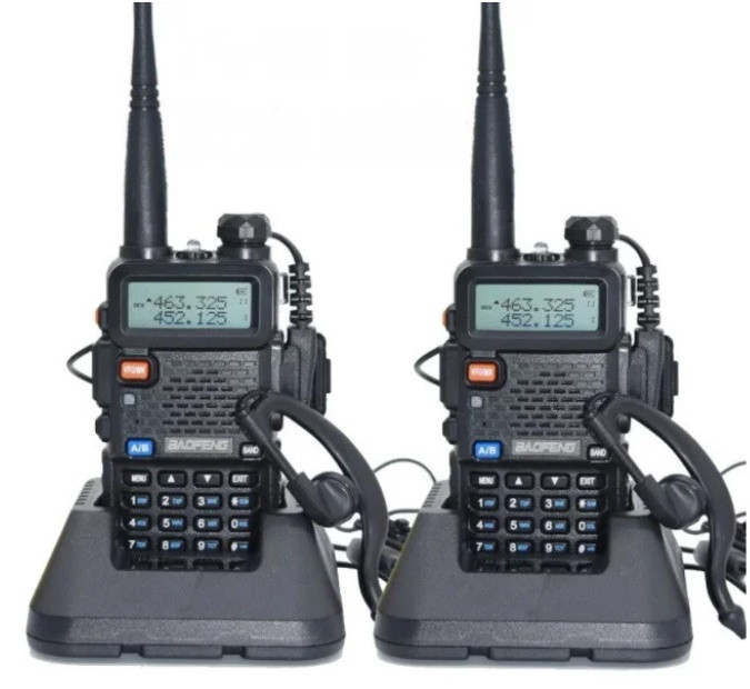 Комплект рацій Baofeng UV-5R Security 2шт ⇧ 5 Ват ⇧батарея 1800 мАч ⇧ГАРНІТУРА⇧136-174 / 400-520 МГц