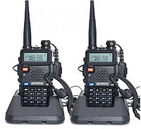 Комплект раций Baofeng UV-5R PROFI 2шт 5 Ватт батарея 1800 мАч ГАРНИТУРА