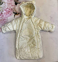 Зимний Теплый Детский конверт для девочки Верхняя одежда для девочек Ля-ля Украина 17Ш01-3-12Д Молочный