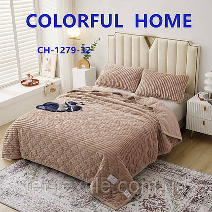Покривало Colorful Home Шарпея Смуга з візерунком 210х230 см. Пудровий, фото 1