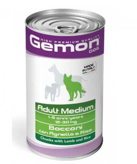 Консерва для собак середніх порід GEMON WET DOG ADULT з ягням і рисом 1,25 кг