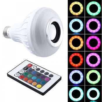 LED-лампа мультиколор з Bluetooth колонкою та пультом LED Music Bulb Light Білий (KG-4046)