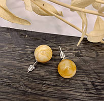 Серги пуссети з бурштину, сережки пусеті з бурштину