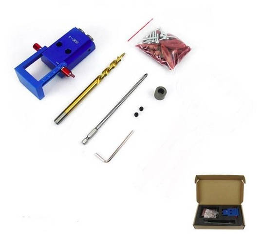 Мебельный кондуктор для сверления "на косой шуруп", большой набор со ...