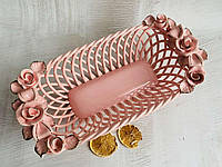Конфетница Эклерница Керамклуб L 27 см h 8 розовая