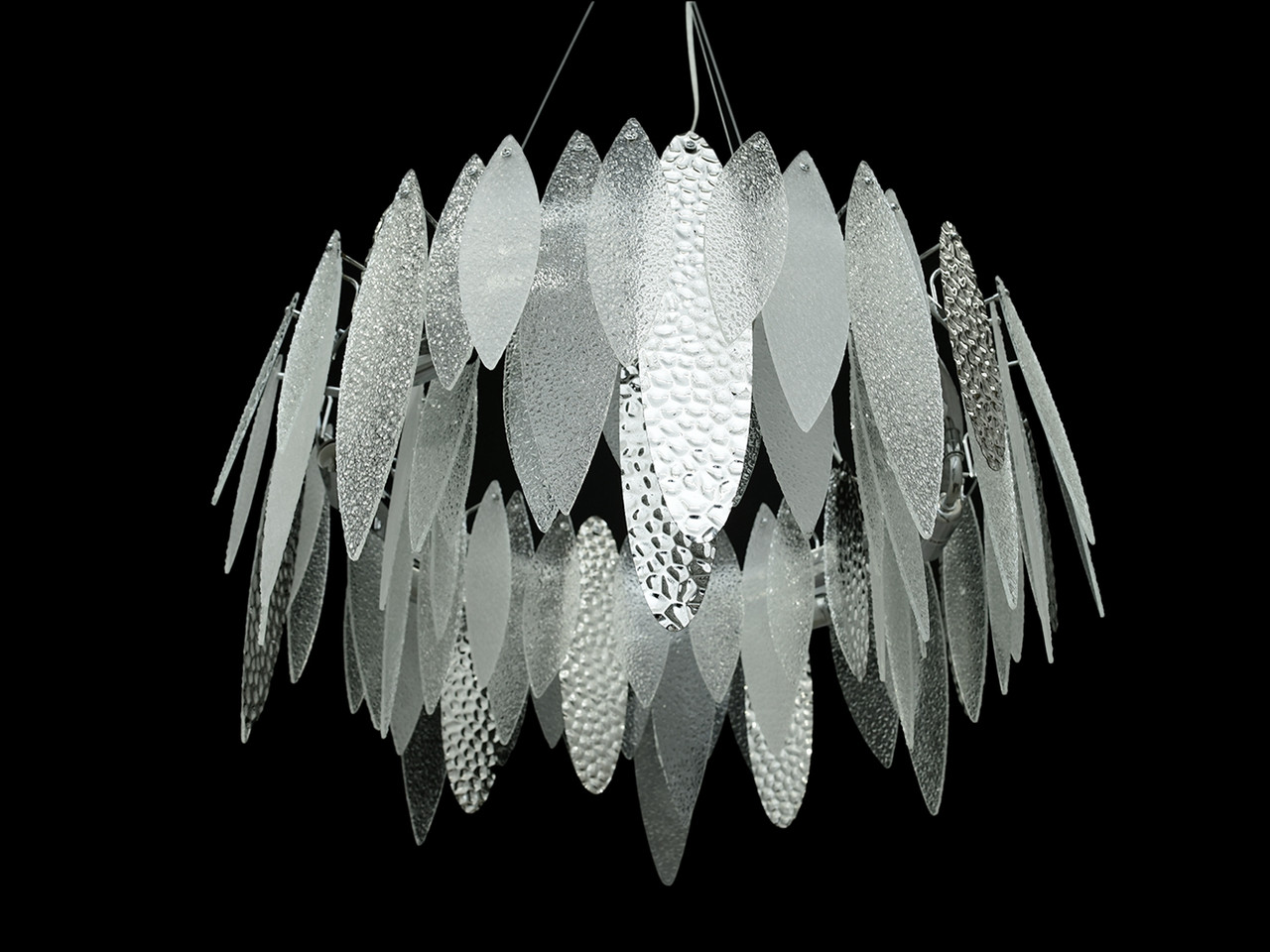 Люстра-підвіс зі скляними матовими пелюстками, колір хром, на 8 ламп 18038-600HR-LS