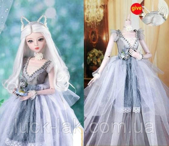 Платье для куклы 60 см и аксессуары "Серебристая ромашка" для BJD 1/3 - фото 1 - id-p1558019670