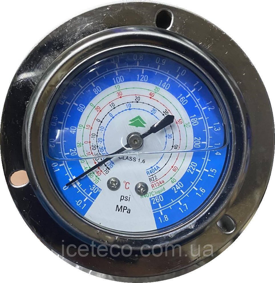 Манометр гліцеринового низького тиску R134a / R407c / R404a / R22 для панельного кріплення HONGSEN, фото 1