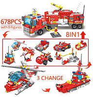 Конструктор детский Пожарная машина 678 деталей (KR-002) Без коробки