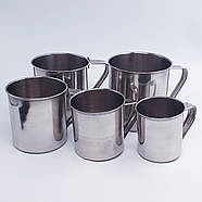 Набір кухлів із неіржавкої сталі зі знімними ручками — 5 шт., фото 2