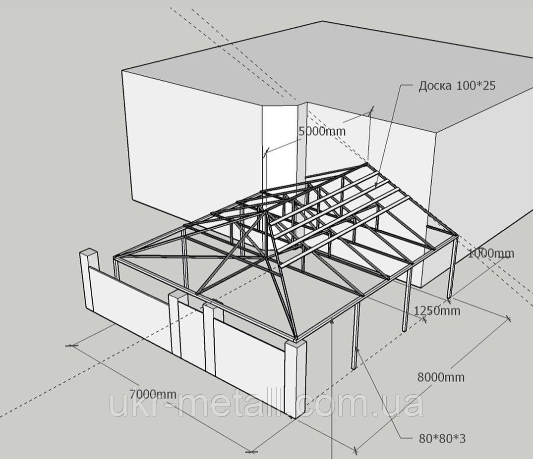 Навес для дома по индивидуальному проекту от чертежа до монтажа - фото 4 - id-p960864676