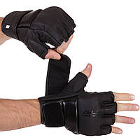 Кожаные перчатки для MMA и смешанных единоборств Zelart VL-3098 черный XL/ 23-24 см