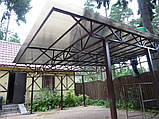 Навіс із стільникового або монолітного полікарбонату 3,60 х 6.0 м або будь-який інший розмір, фото 9