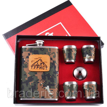 Подарунковий набір фляга з рюмками TZ-4 Турист, фото 1