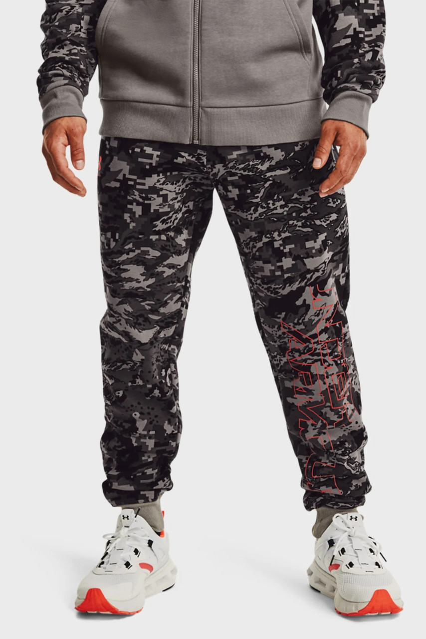 Штани спортивні чоловічі Under Armour RIVAL FLC CAMO SCRIPT JGR арт. 1366313-066 колір: сірий