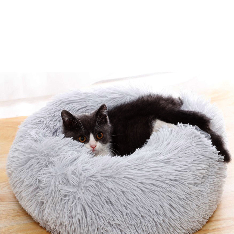 Лежак пуф для котів собак круглий Taotaopets 552201 L Grey